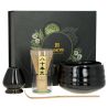 Coffret pour thé matcha : bol, cuillère doseuse, fouet et son support - Noir