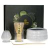 Coffret pour thé matcha : bol, cuillère doseuse, fouet et son support - Gris