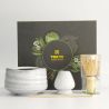 Coffret pour thé matcha : bol, cuillère doseuse, fouet et son support - Gris