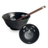 Bowls & chopsticks giftset for udon - Cats black & white Ø15cm