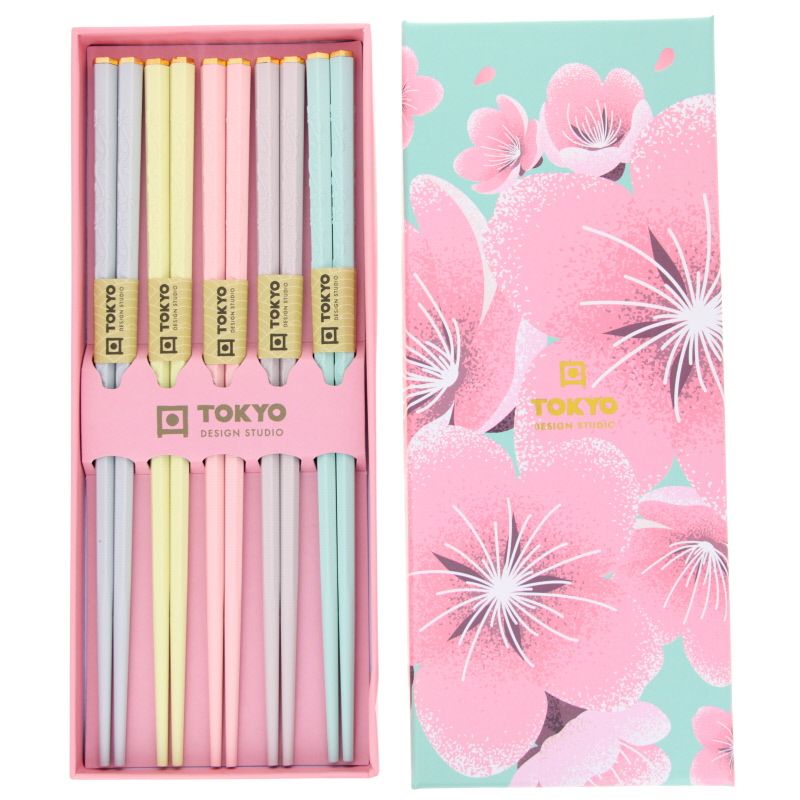 Coffret 5p. de baguettes assorties- Sakura pastel