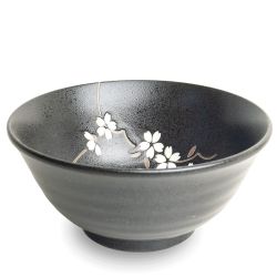 Large bowl Sakura white - Black Ø15cm